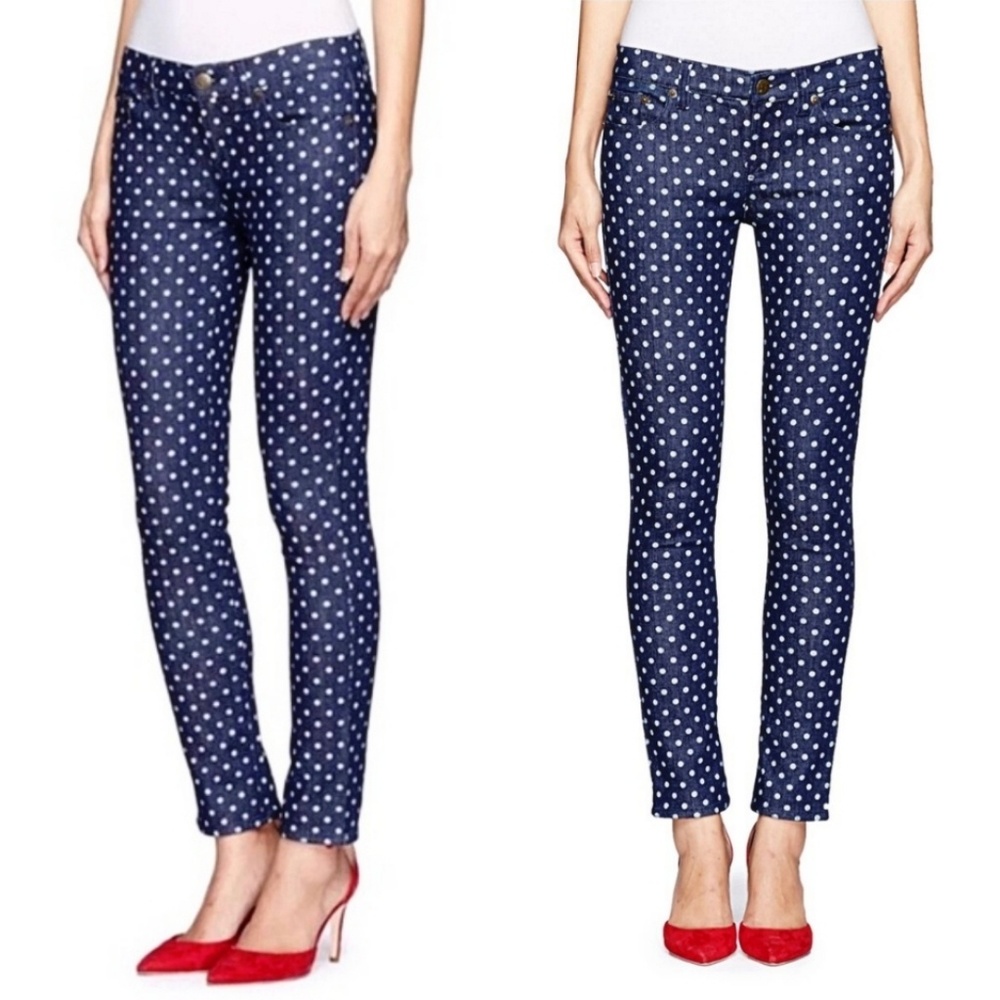 J. Crew Navy/White Polka Dot Toothpick Jean 25